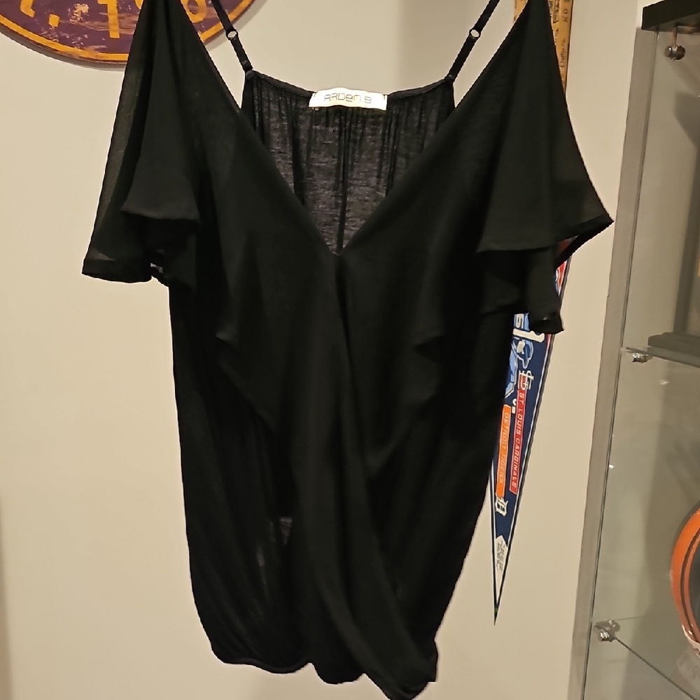 Arden B Black Ruffled Women's Top